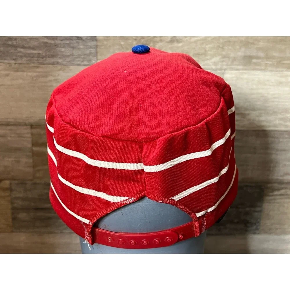 Vintage New Era Custom STP Racing Snapback Pillbox Hat Red w/ White Stripes